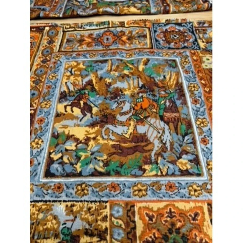 VTG!! 5TH AVENUE DESIGNS FABRIC PANEL HUNT SCENE HORSE‎ RIDER 54